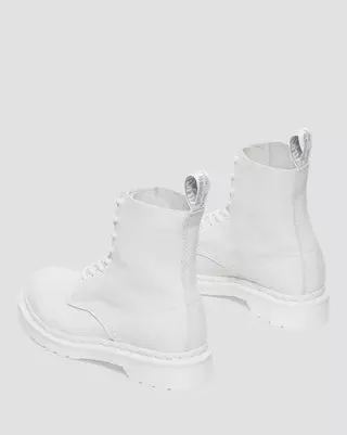 1460 White Pascal Mono Lace Up Boots