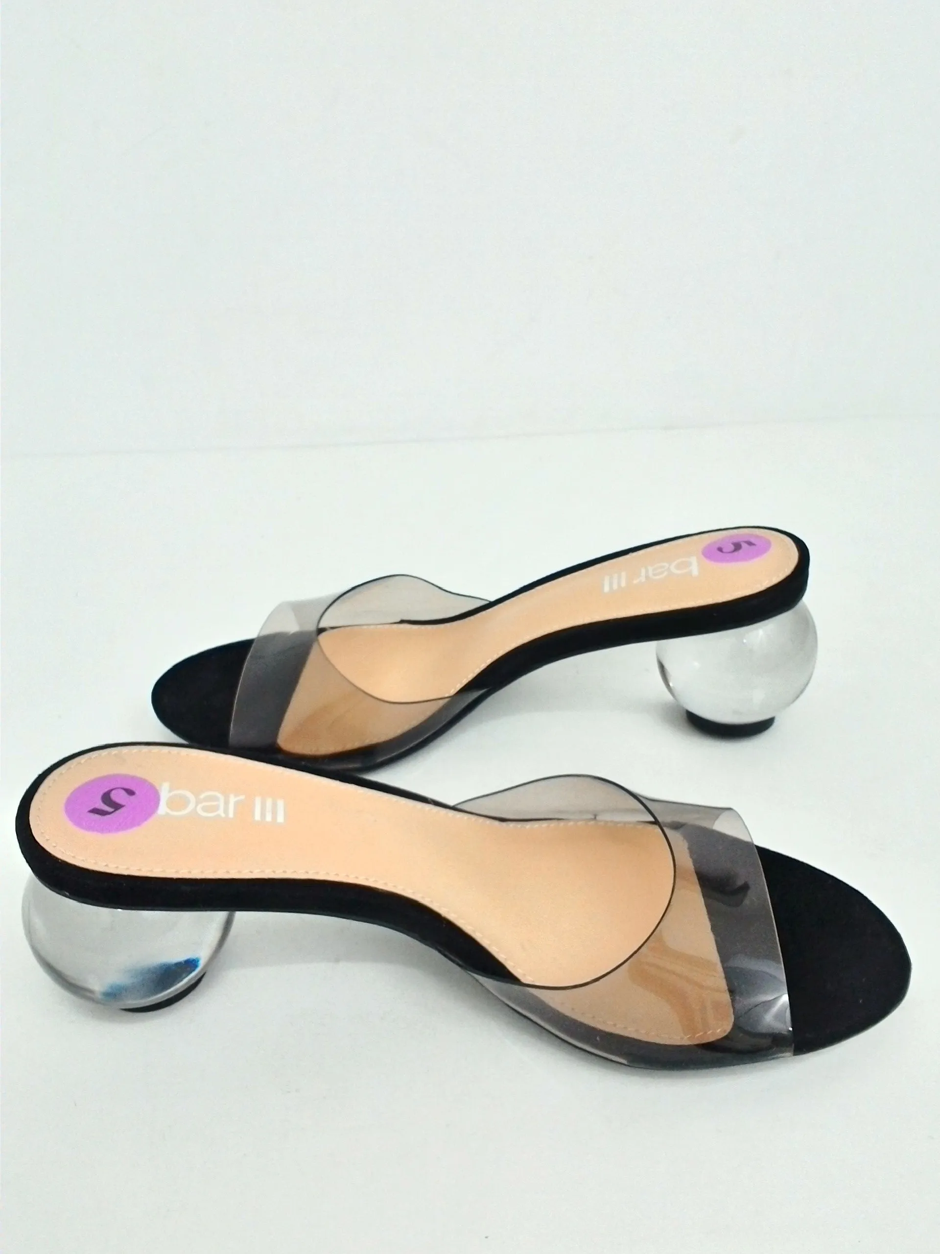 Bar III Women's Cally Black/Clear Mules Size 5 M