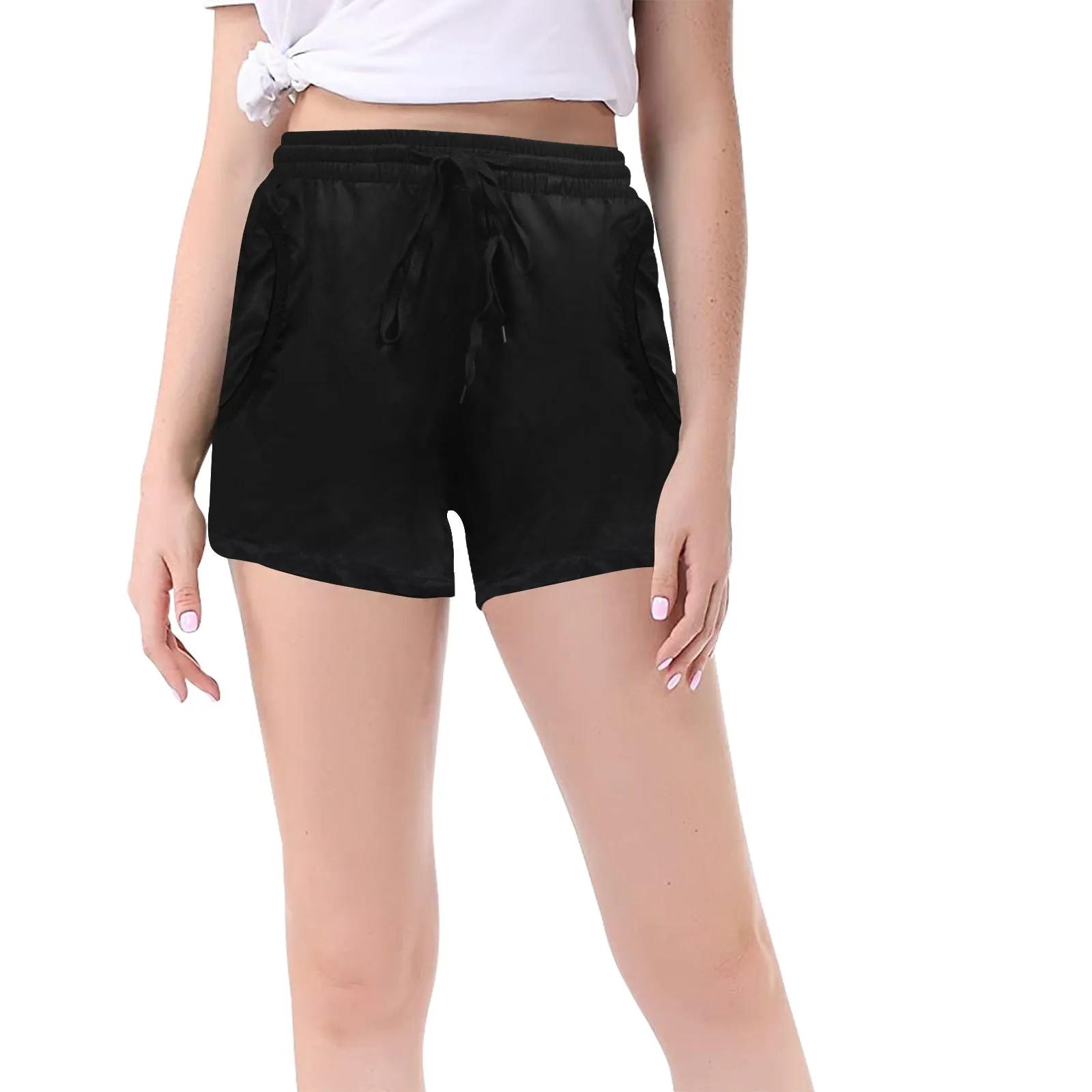 black 2 9k Women's Mid-Length Board Shorts (Model L55)