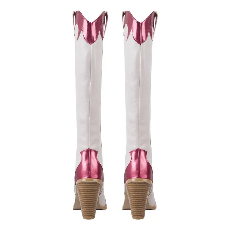 Boots Queen Tavered (White and fuchsia)