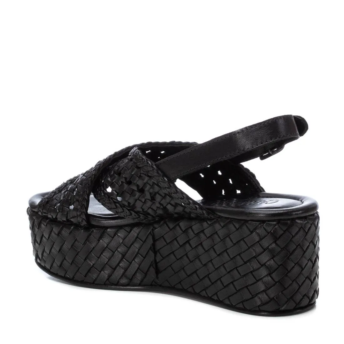 Elevate Your Style with CARMELA Womens Black Woven Leather Platform Sandals - Perfect for Comfort and Fashion!