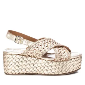 CARMELA Gold Woven Leather Platform Sandal