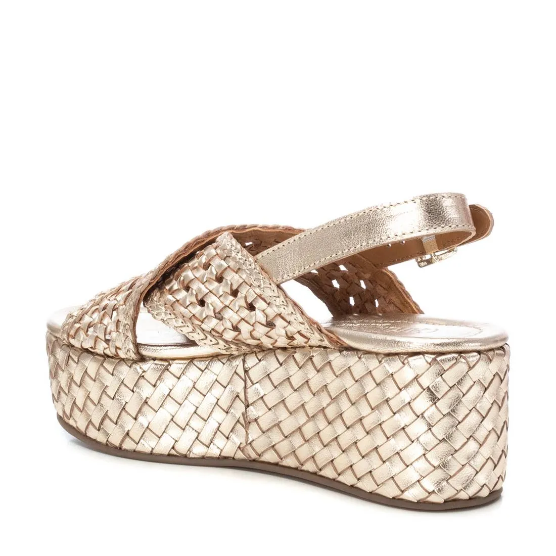 CARMELA Gold Woven Leather Platform Sandal