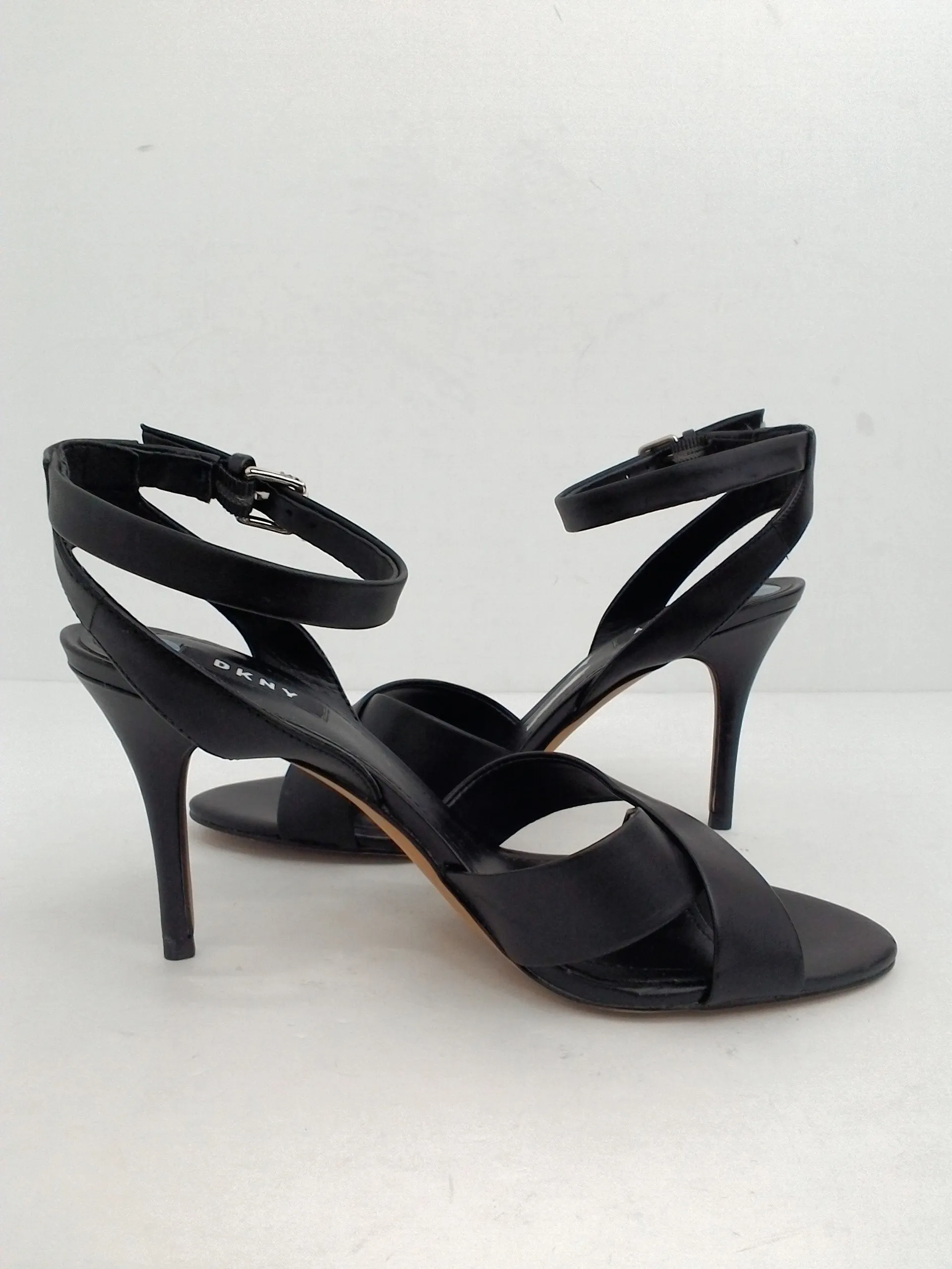 DKNY Women's Dress Heeled Leather Black Sandal Size 9 M