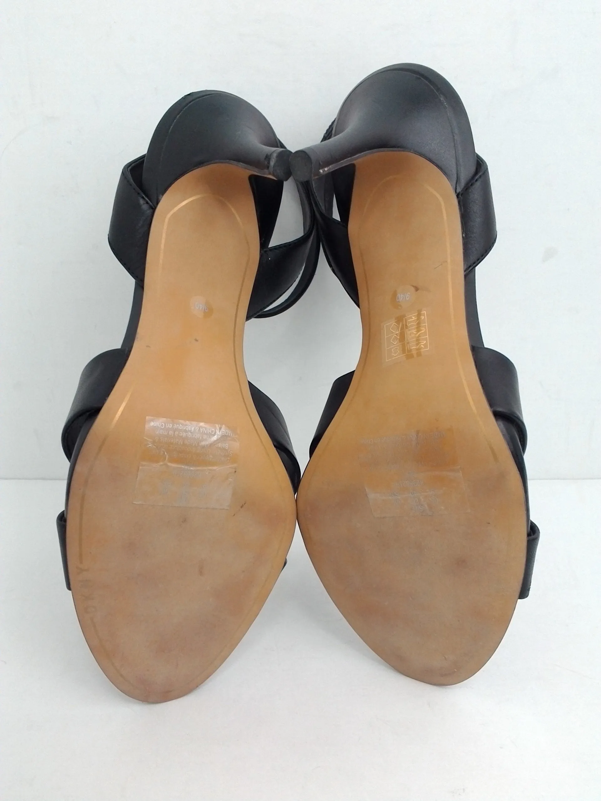 DKNY Women's Dress Heeled Leather Black Sandal Size 9 M