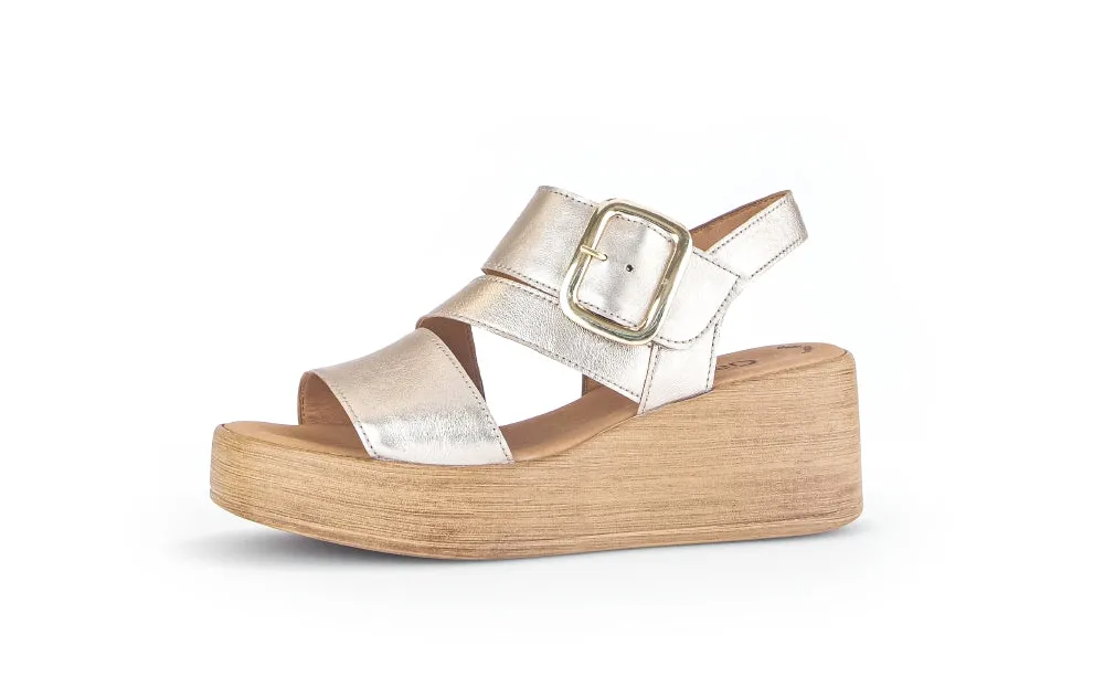 GABOR  Gold Leather Wedge Sandal 53362