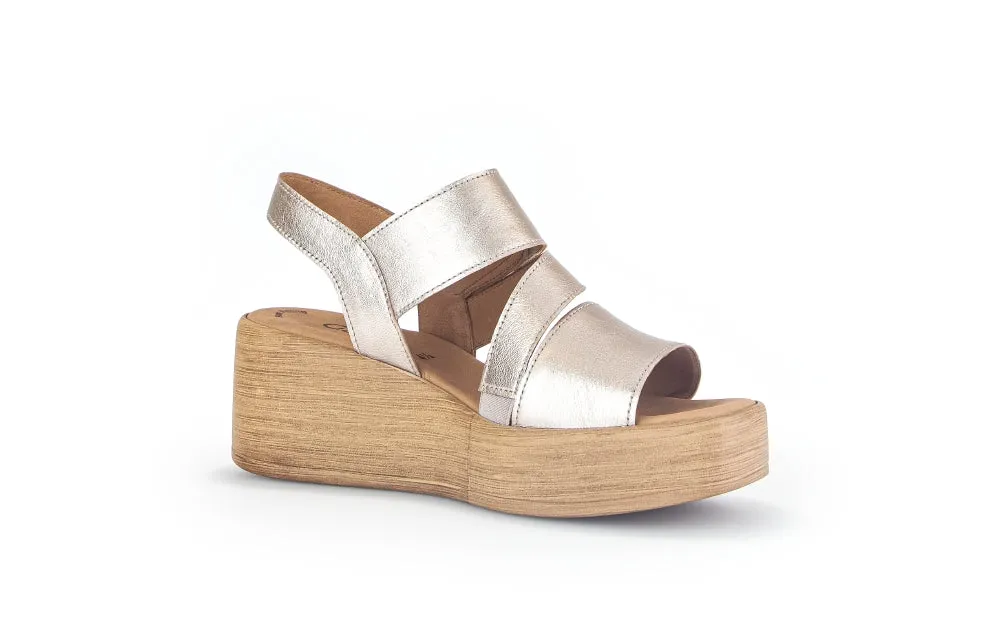 GABOR  Gold Leather Wedge Sandal 53362