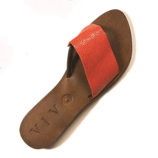 Ginger Shagreen Sandal- Poppy