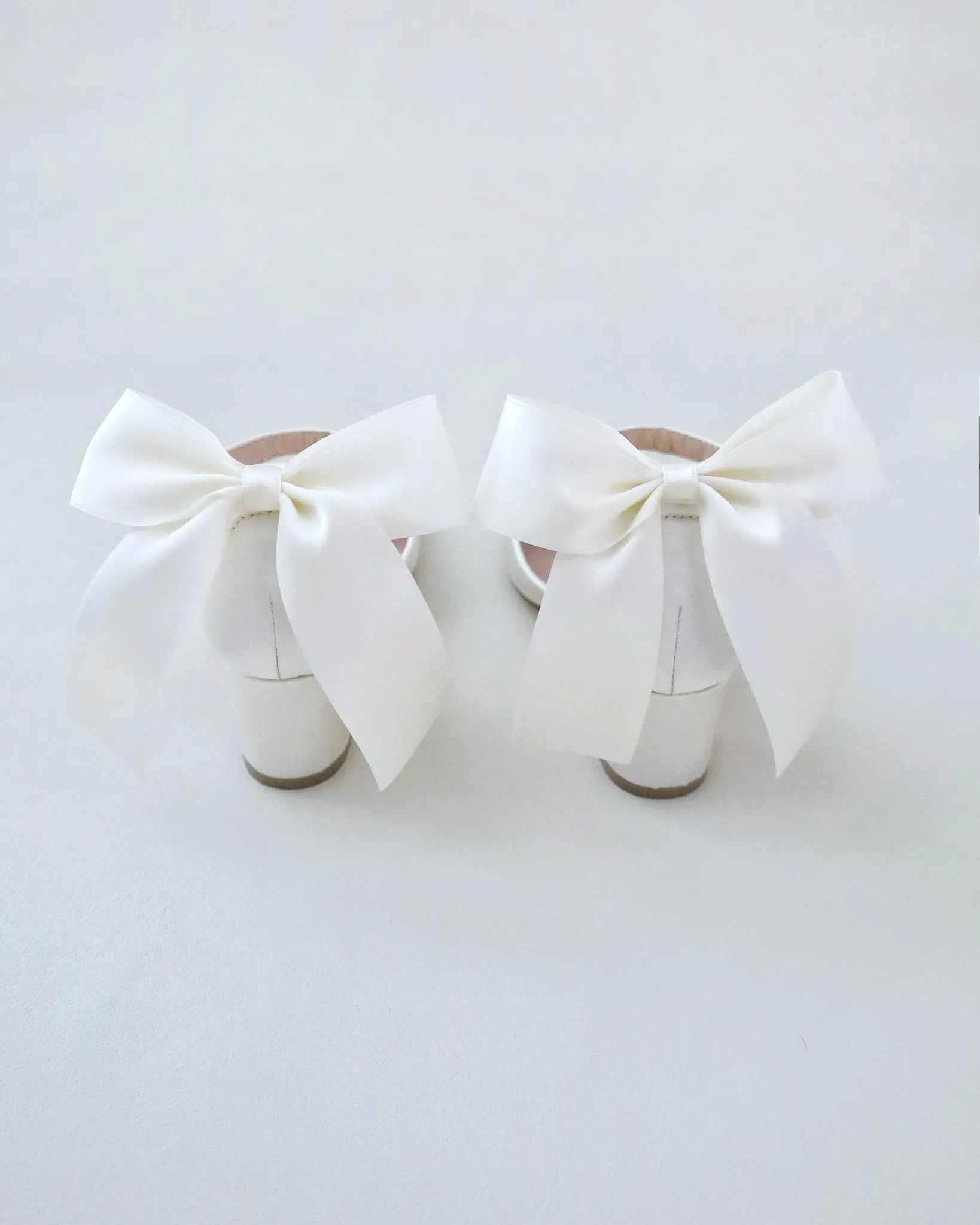 Girls Satin Block Heel with Back Satin Bow