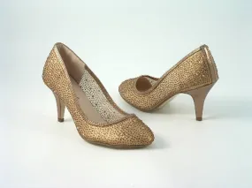 Glitz Shoes Diamante Round Toe Mid Heel Court Shoe