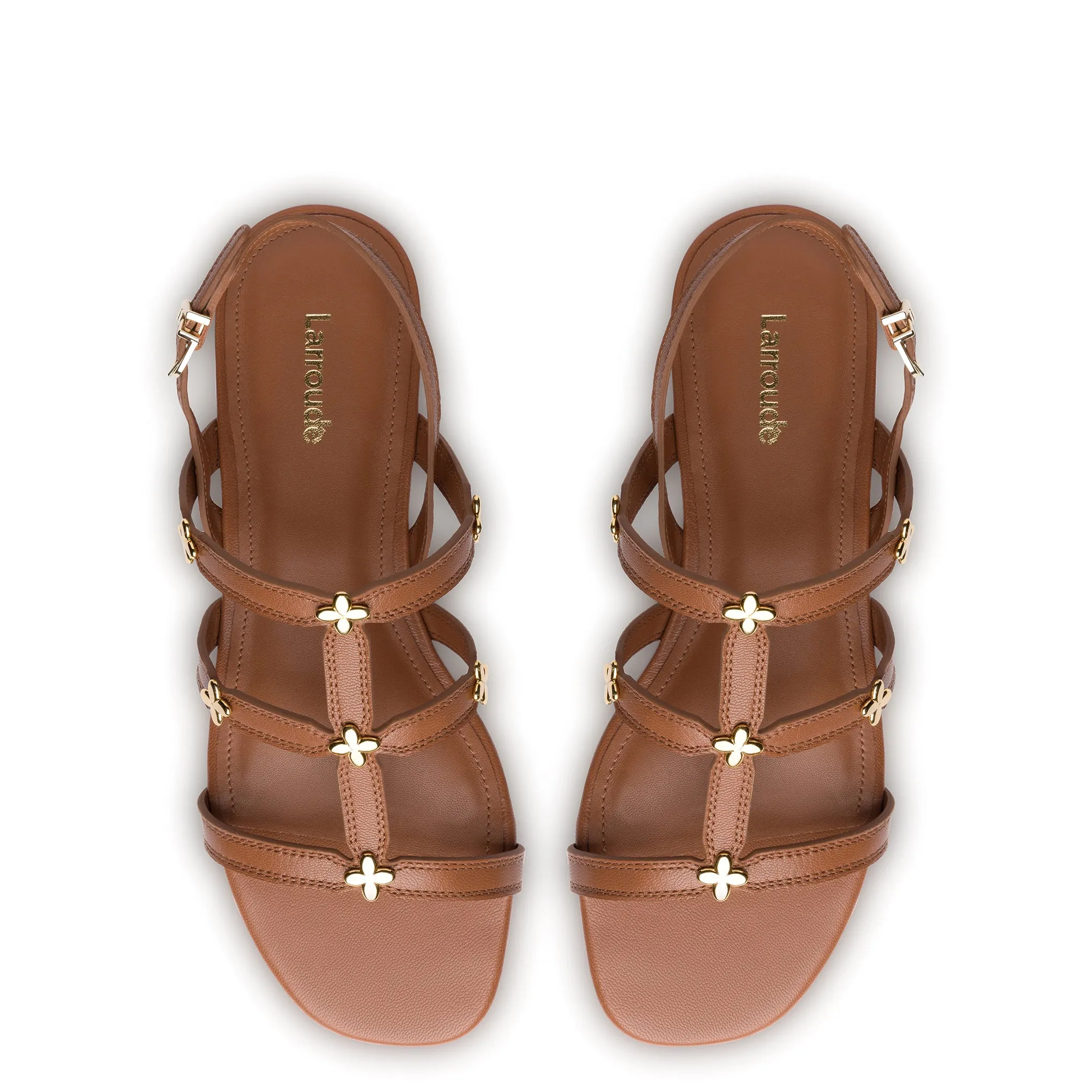 Harmony Flat Sandal In Caramel Leather