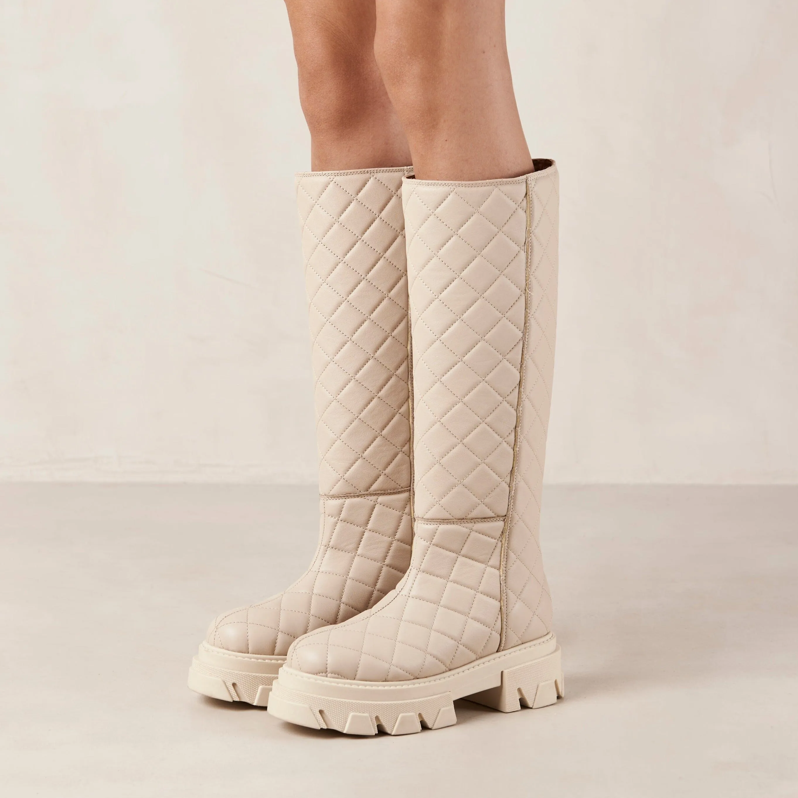 Katiuska Goal Digger Cream Leather Boots