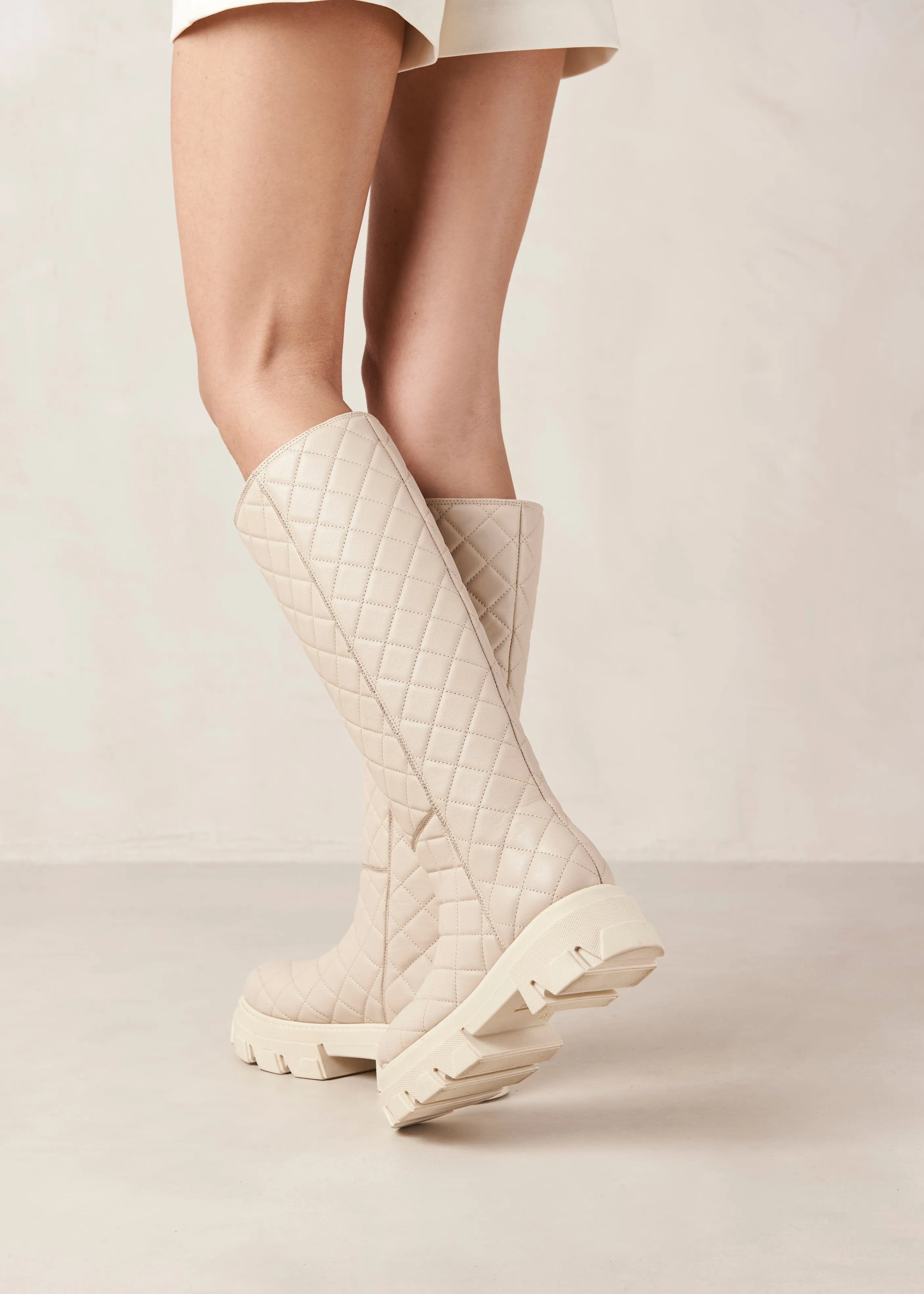 Katiuska Goal Digger Cream Leather Boots