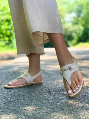 Kirra Gold Detail Croc Sandal / Cream