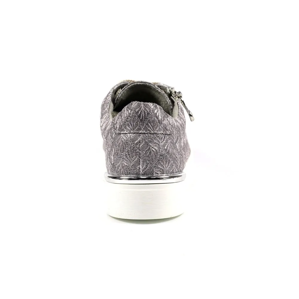 Ladies Lunar Shoes Layne Trainer Pewter Laced side zip sale