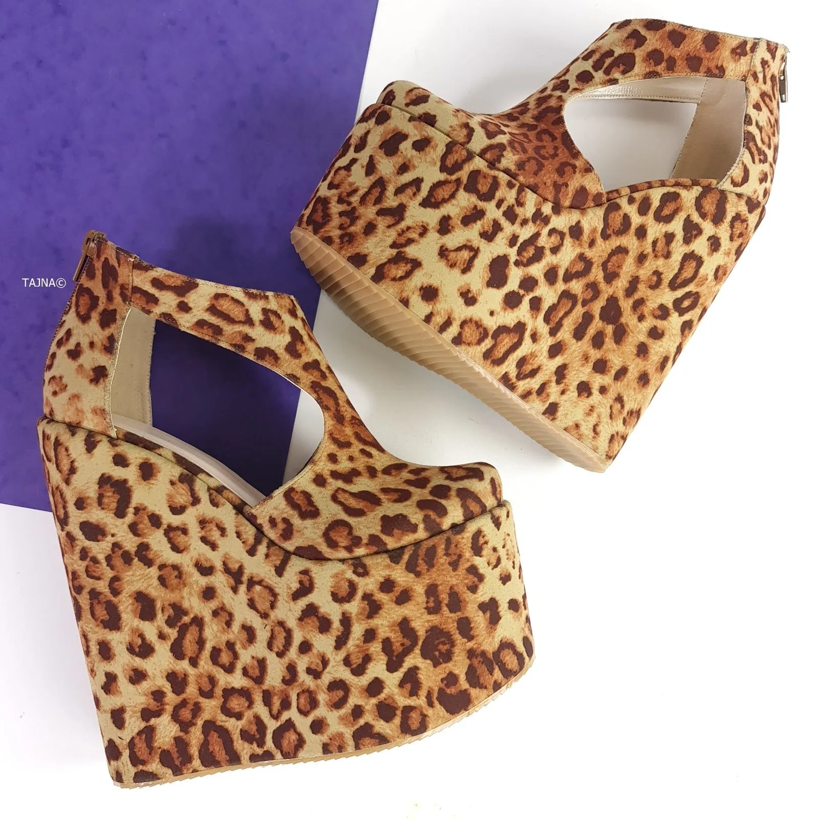 Leopard Wedge Platform Shoes