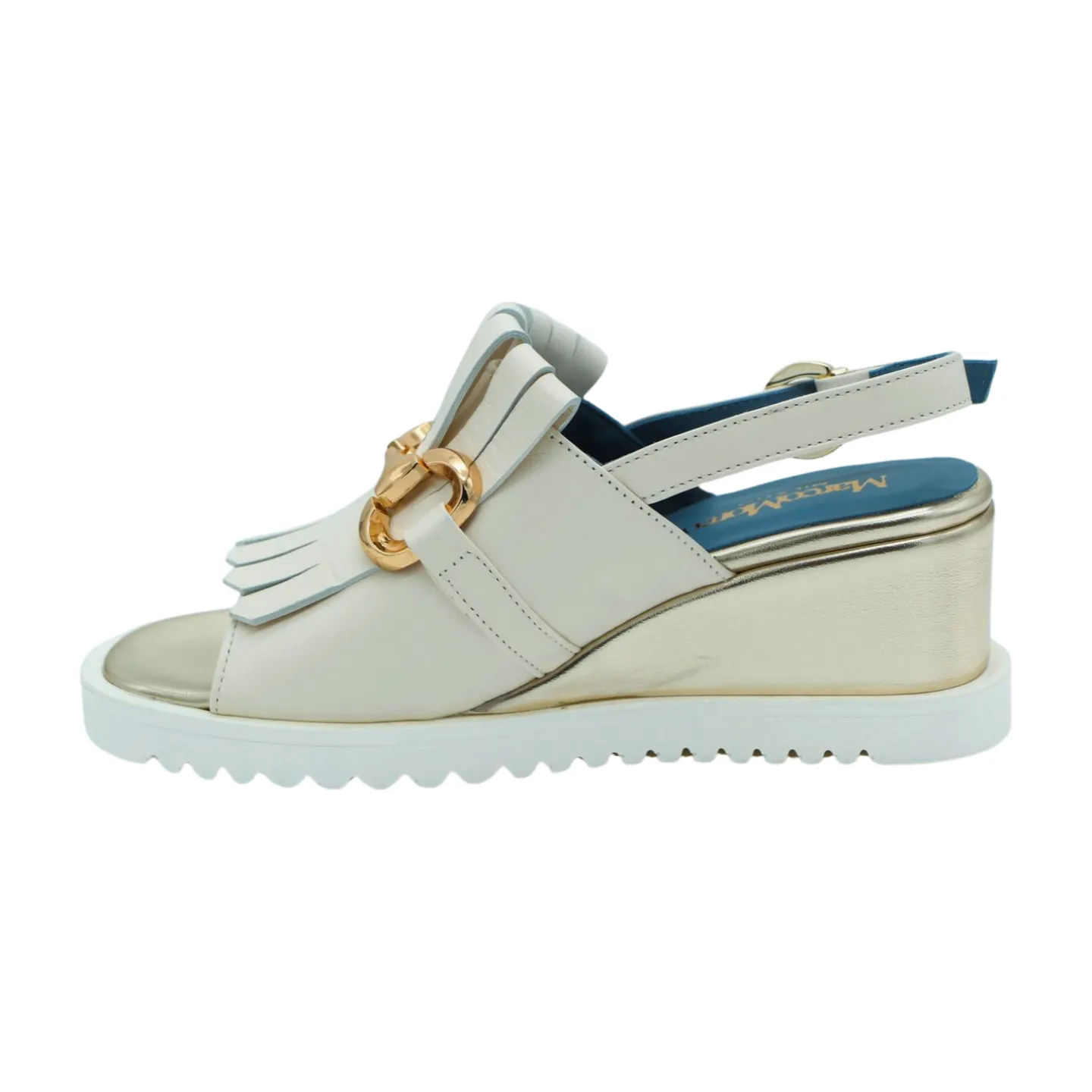 MARCO MOREO Cream Wedge Sandal  San Remo F163