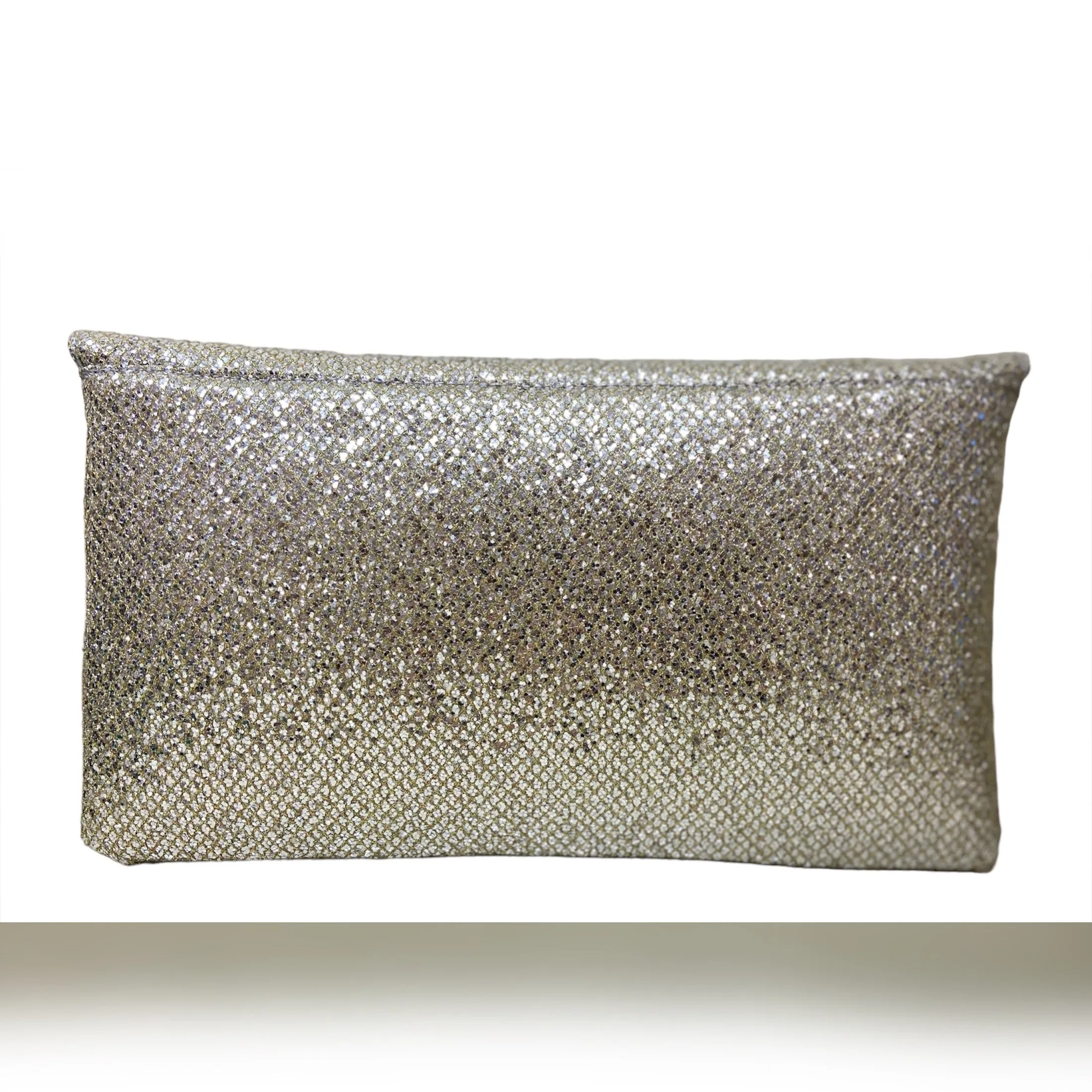 MARIAN Silver Shimmer Leather Envelope Clutch Bag