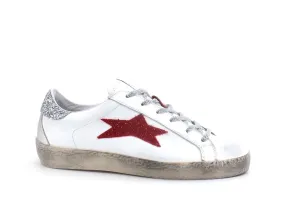 OKINAWA Low Sneaker Glitter Bianco Rosso 2106