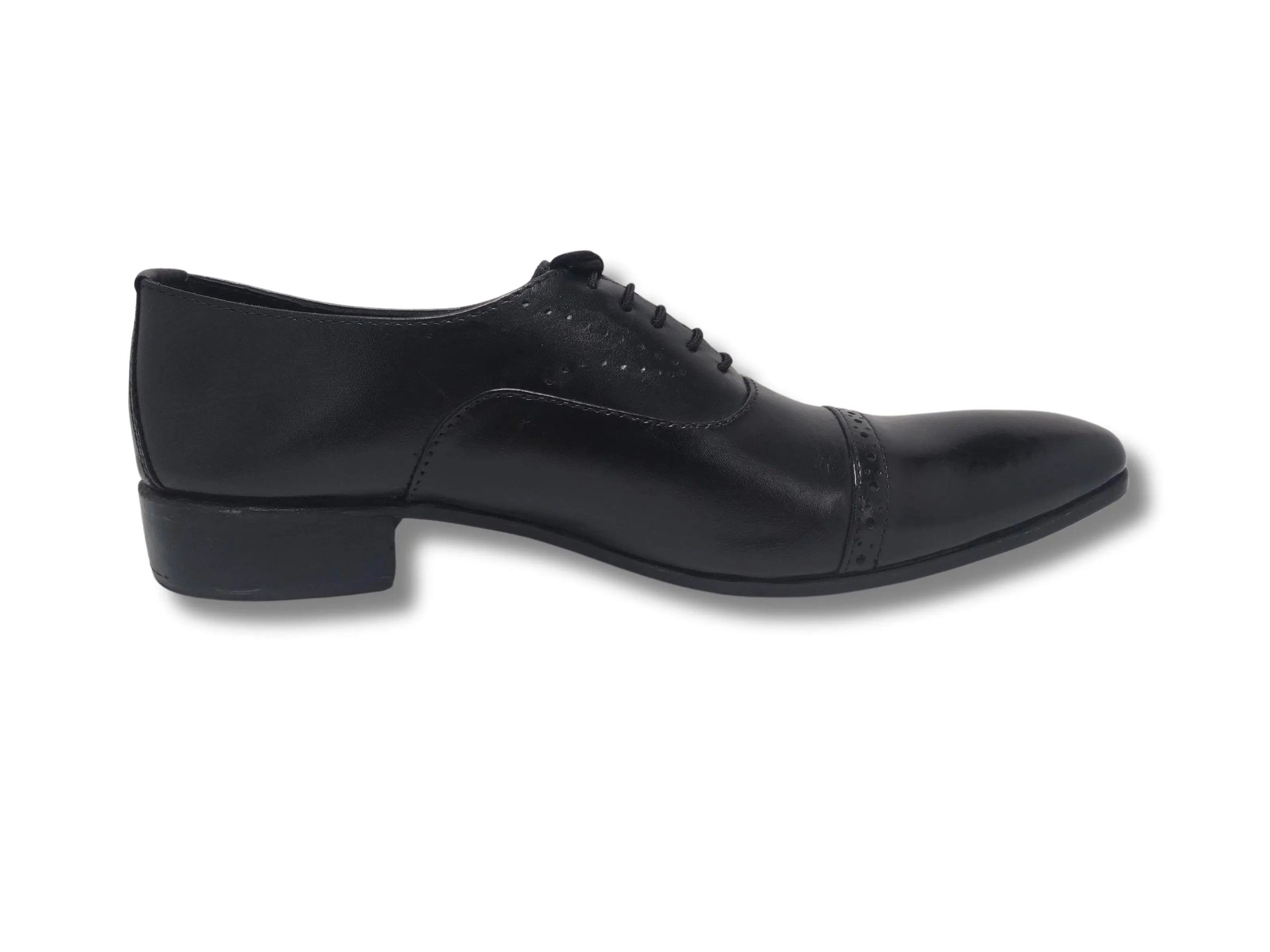 Oxford Black Genuine Leather Shoes Cap Toe