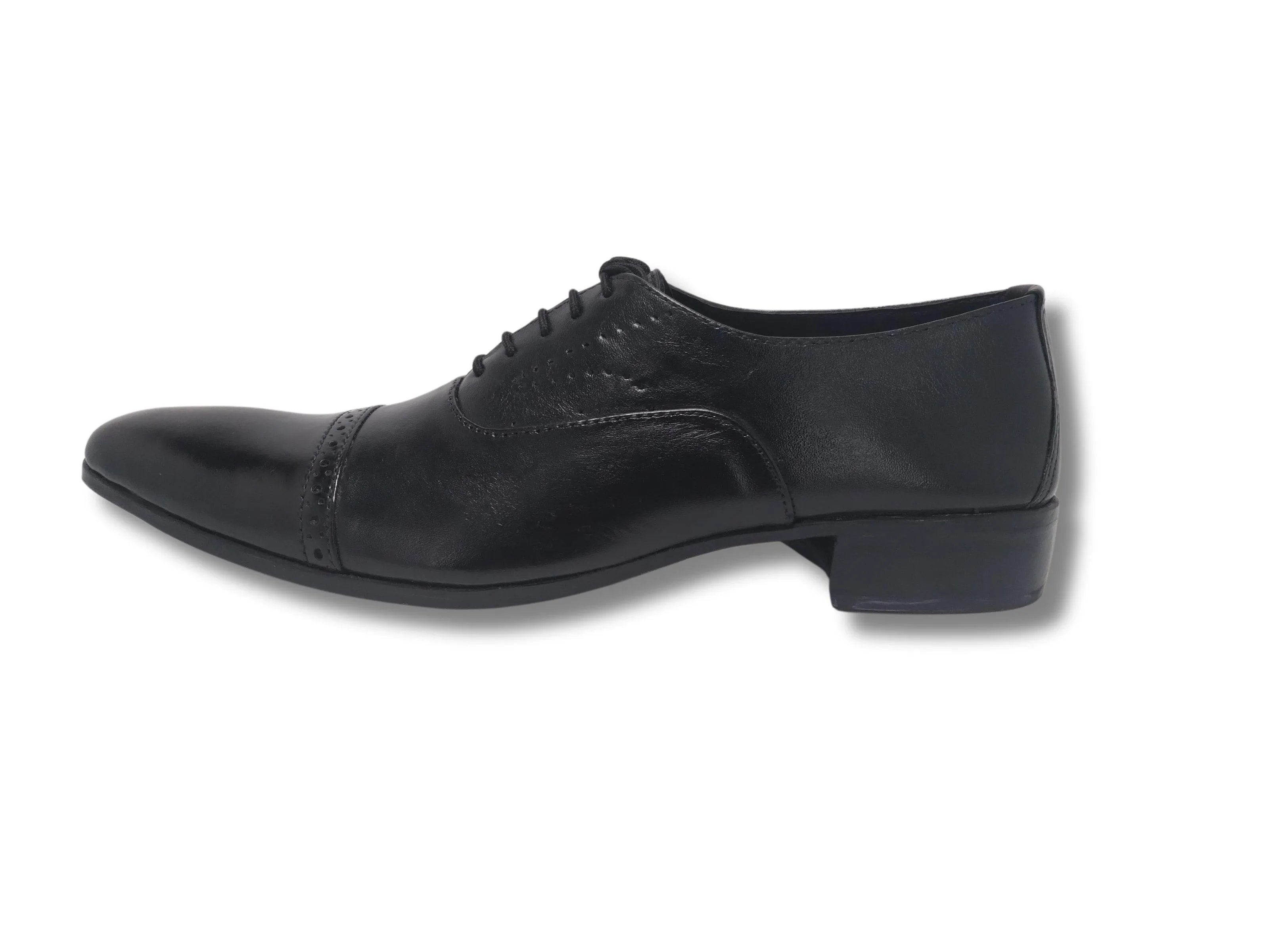 Oxford Black Genuine Leather Shoes Cap Toe