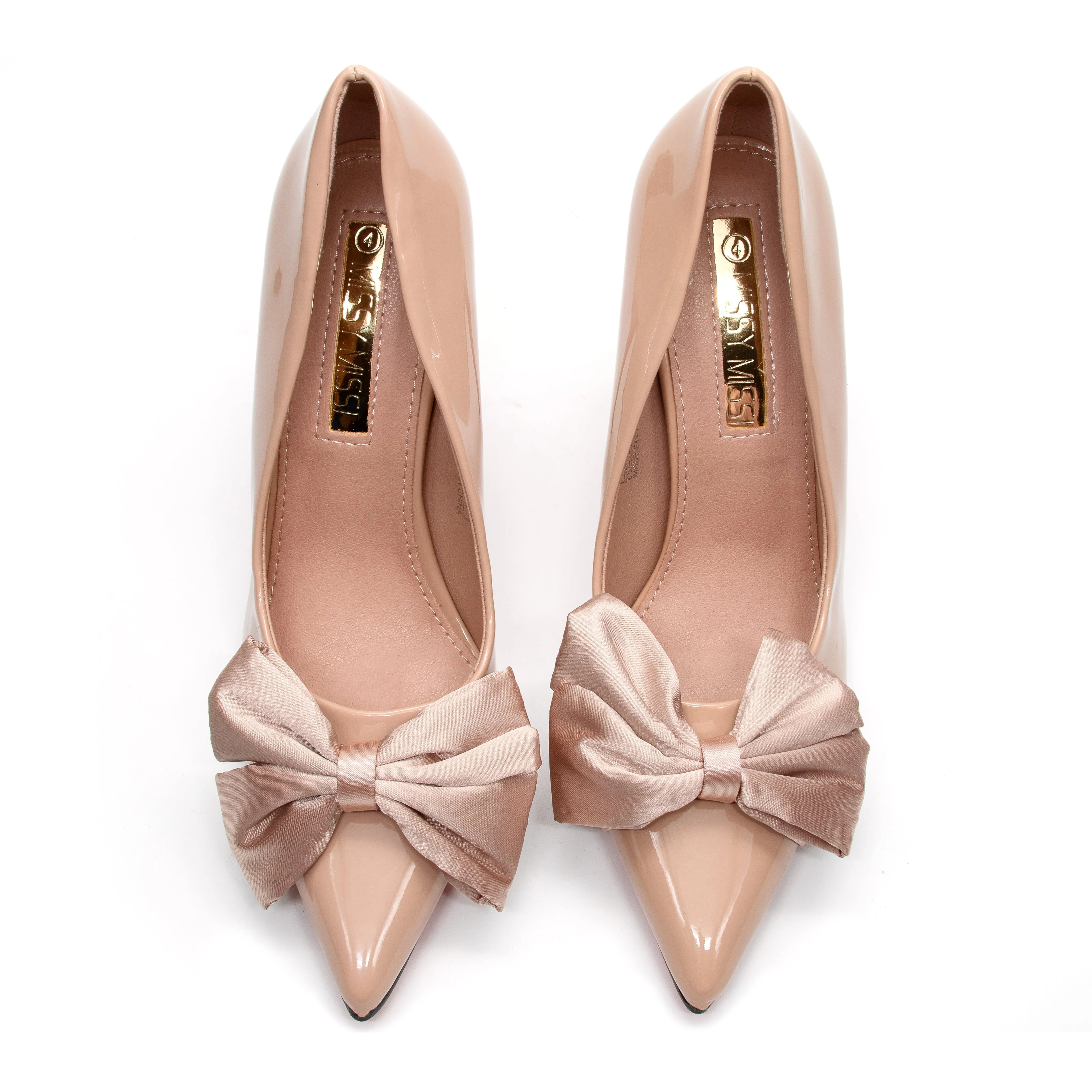 Pointed Toe Bow Knot Glossy High Heel