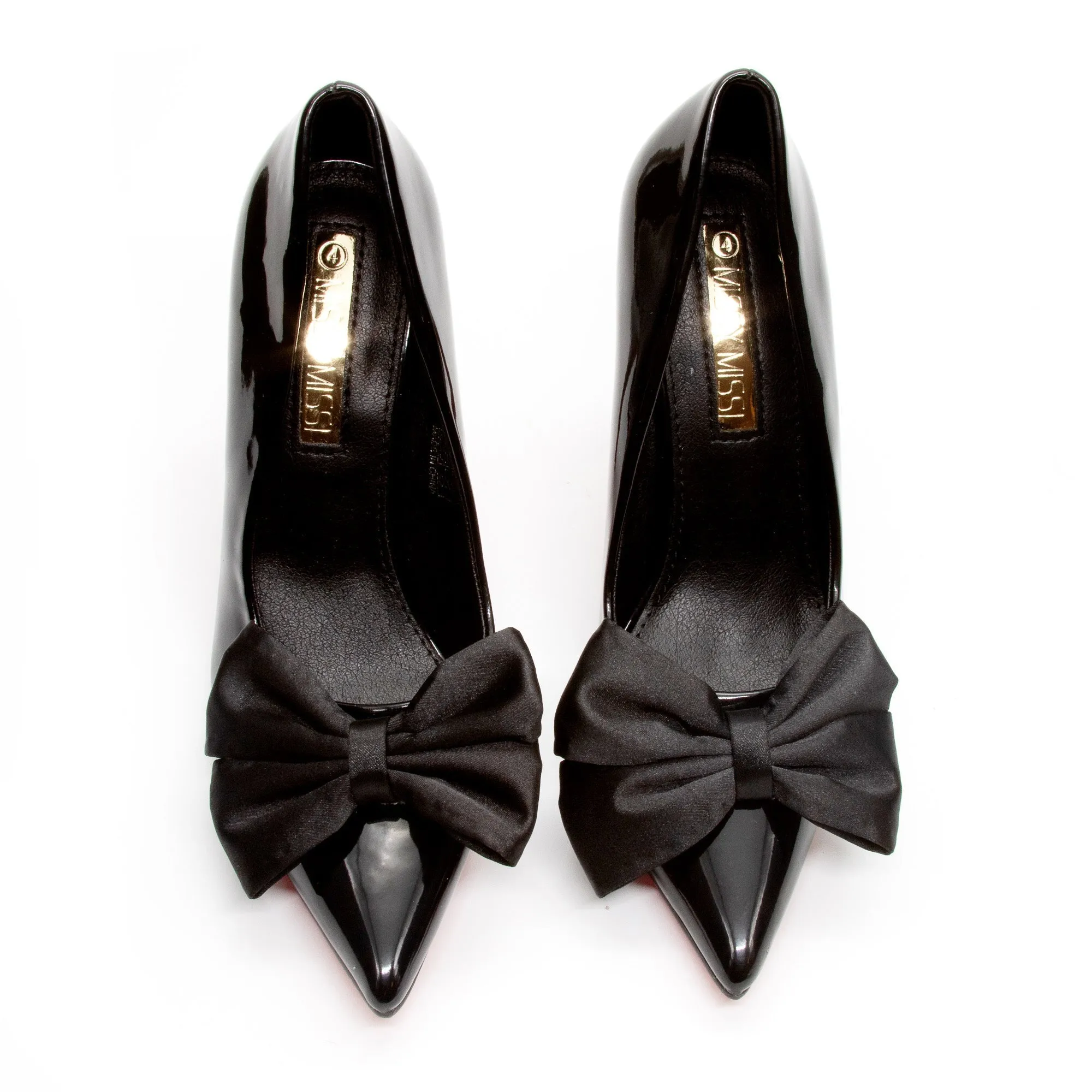 Pointed Toe Bow Knot Glossy High Heel