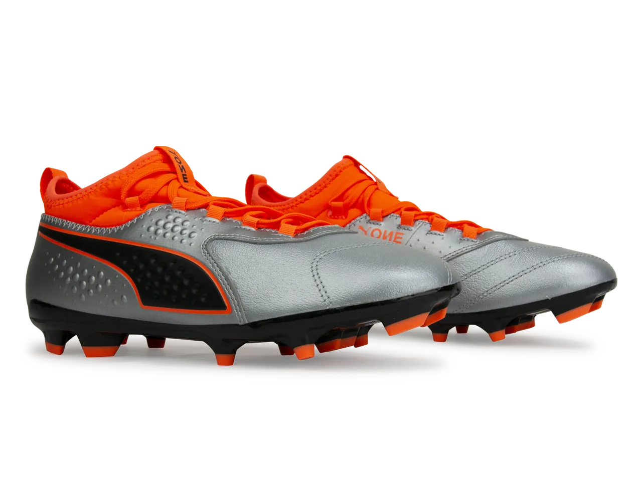 PUMA Men's One 3 Leather FG Silver Orange/Black