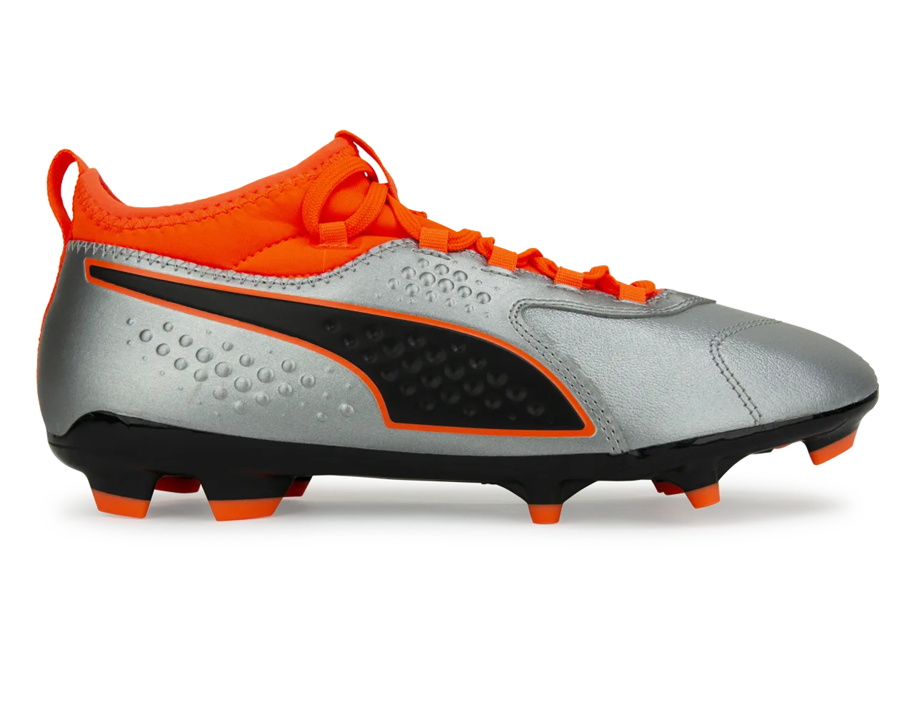 PUMA Men's One 3 Leather FG Silver Orange/Black