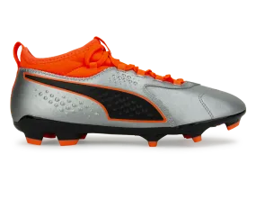 PUMA Men's One 3 Leather FG Silver Orange/Black