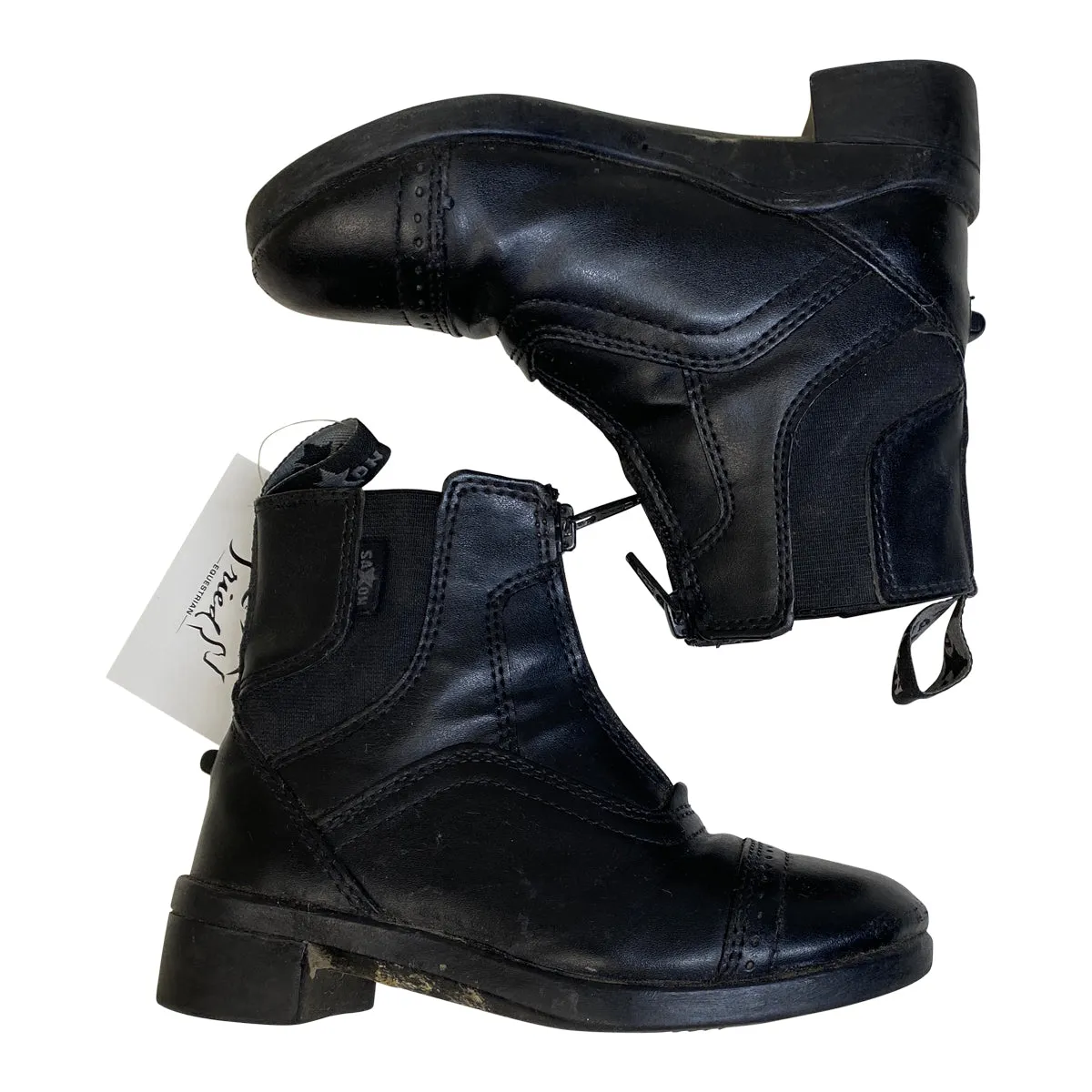 Saxon Syntovia Zip Paddock Boots in Black - Children's 10