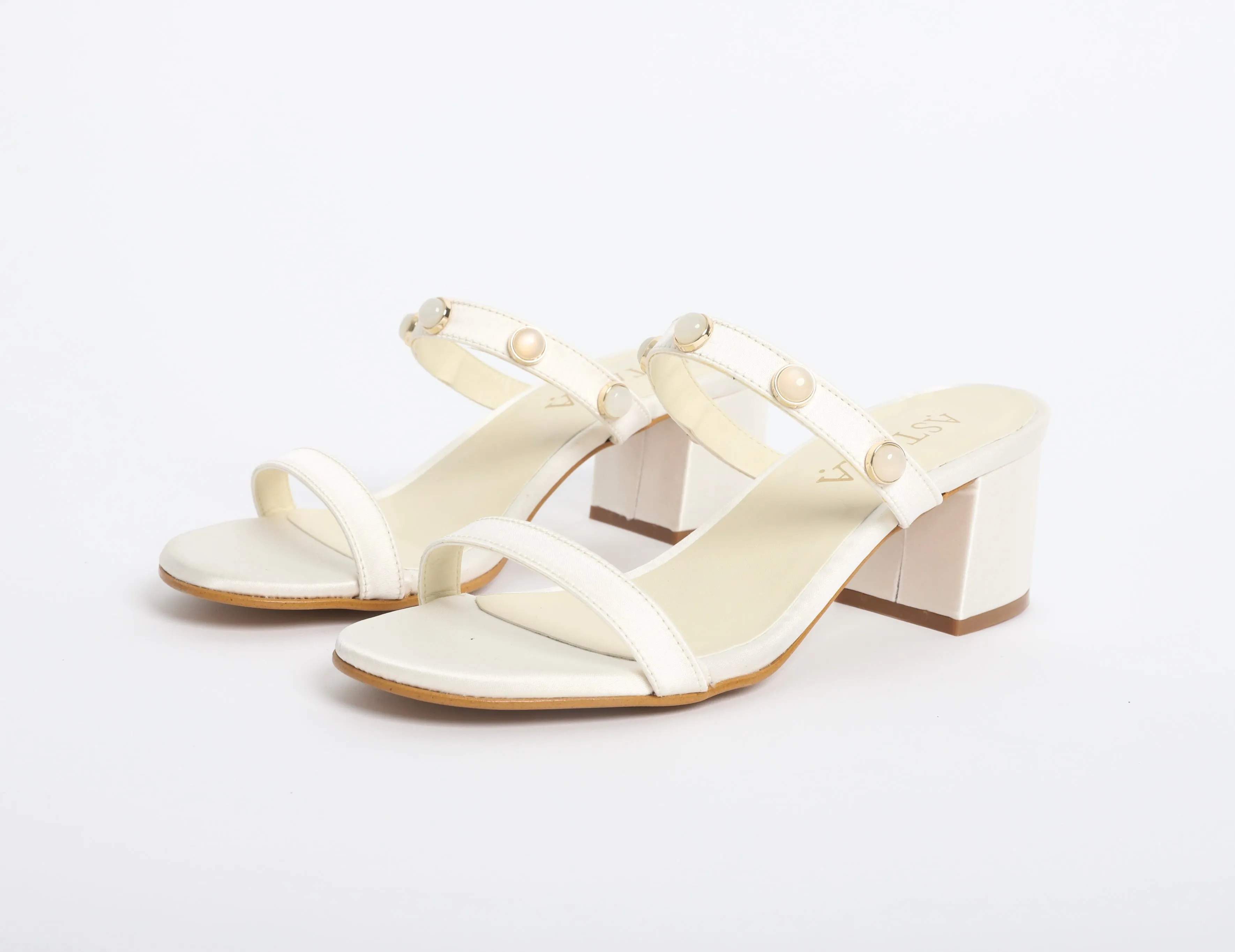 SELENE Moonstone Ivory Satin Sandal