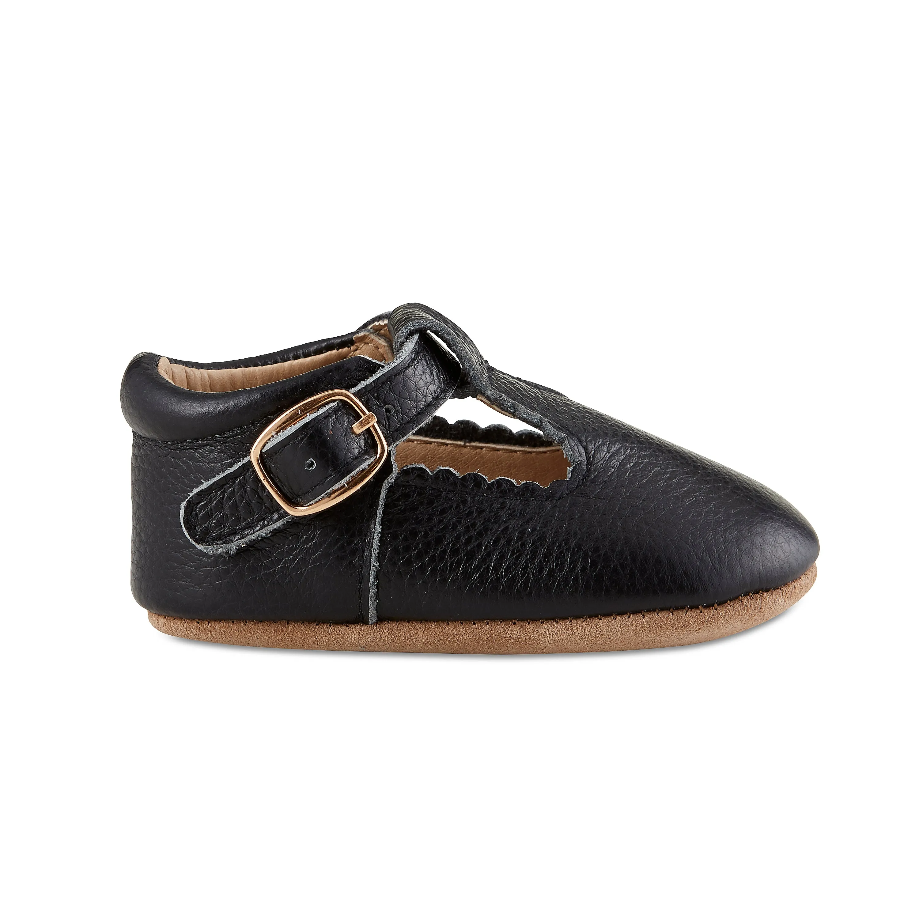 Soft-Sole Leather Mary Jane Moccasins - BLACK