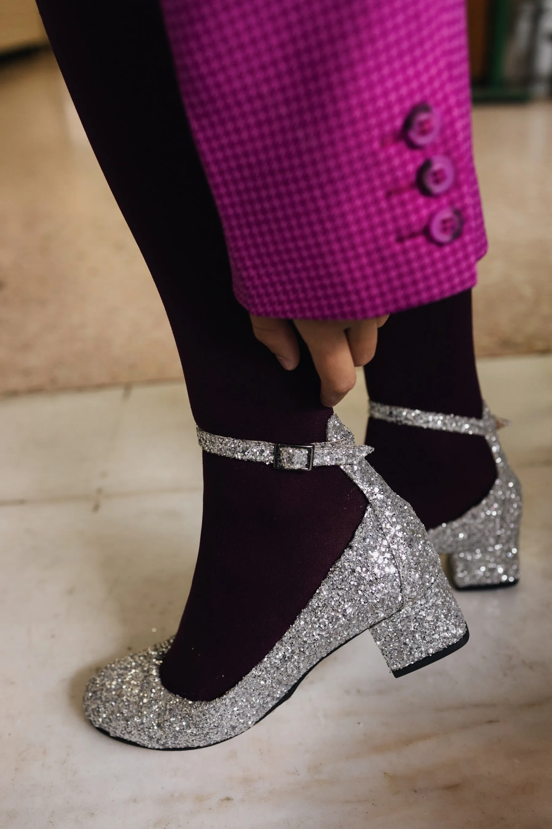 VALERIE SILVER GLITTER PUMPS (3,5cm)