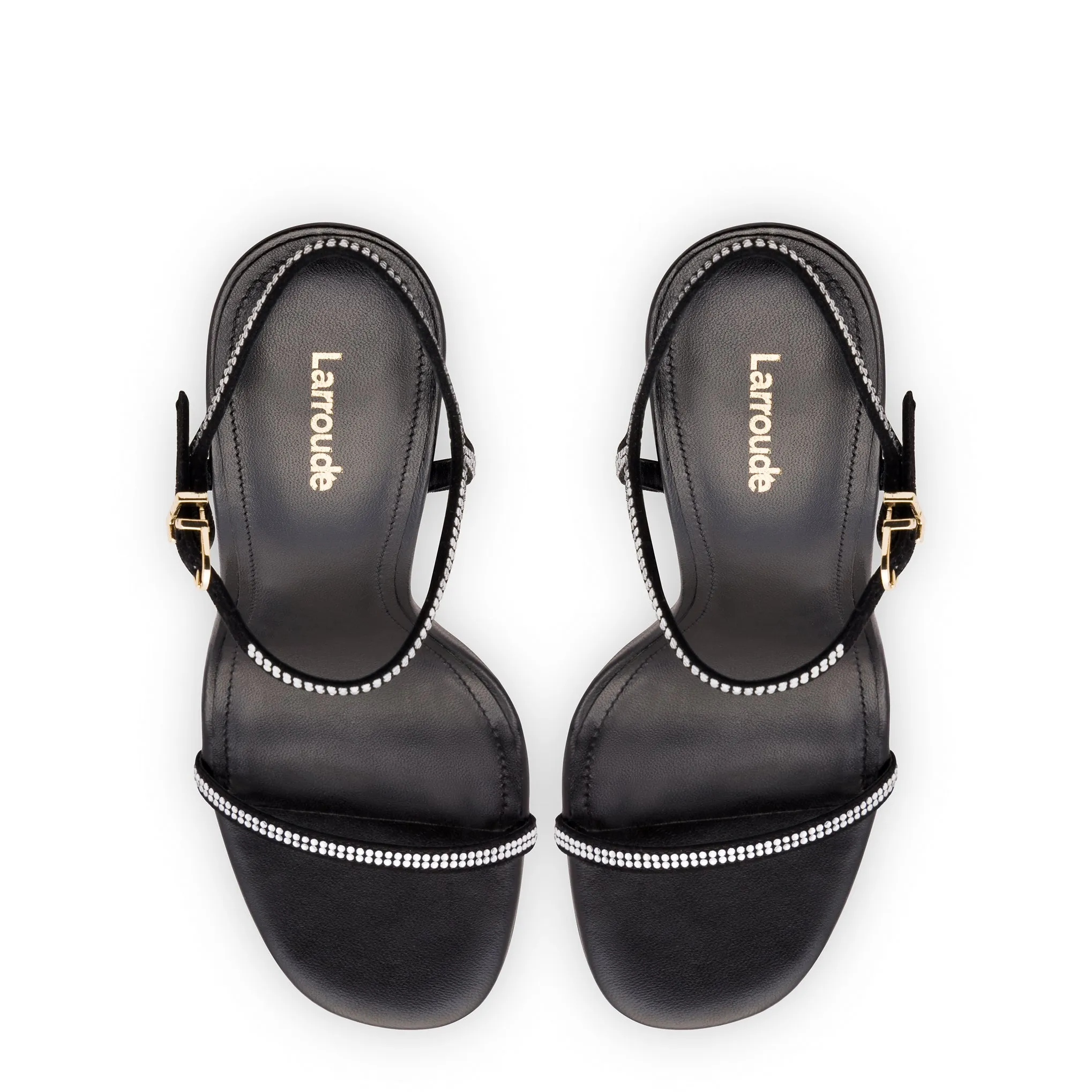 Venus Crystal Sandal In Black Leather