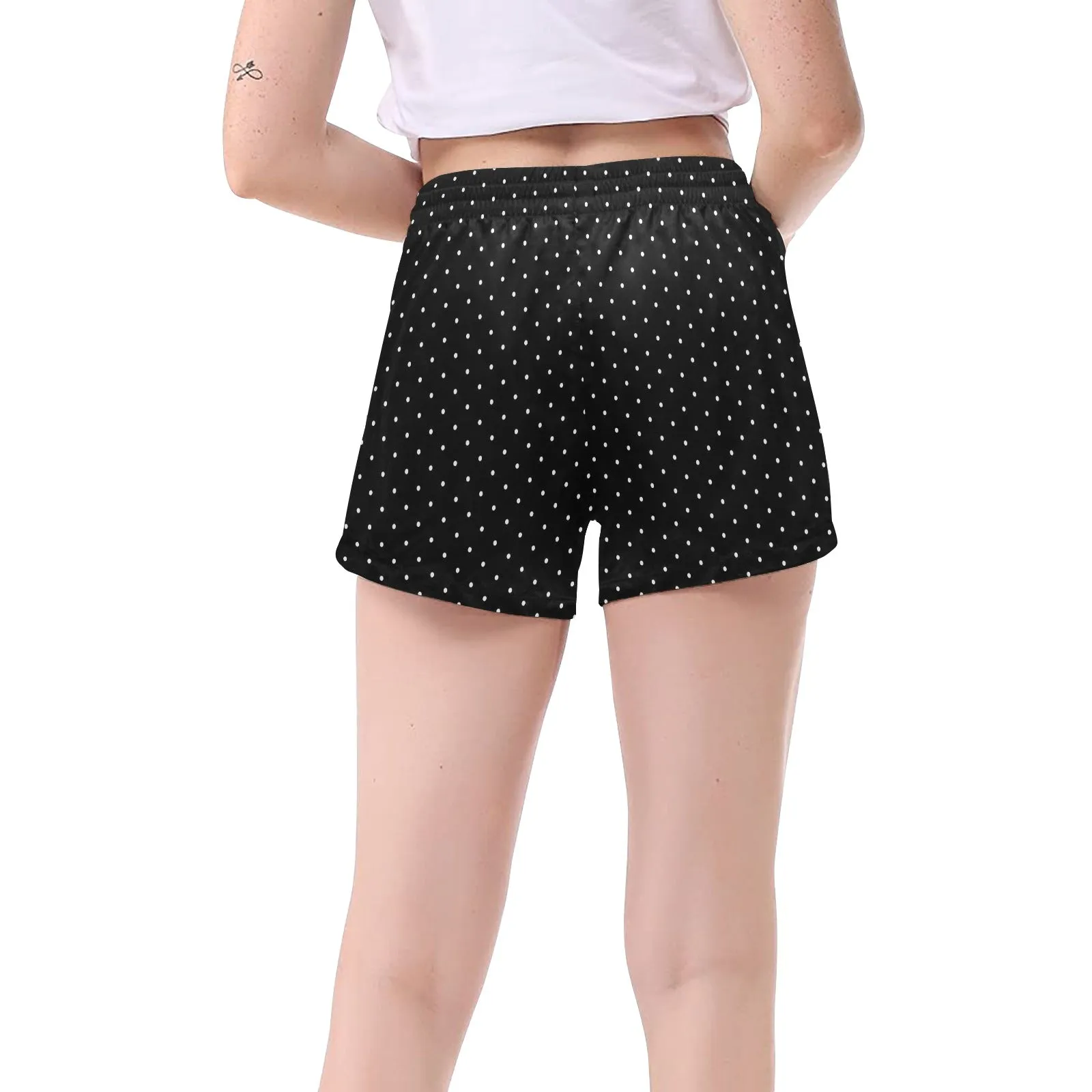 wb polka dot Women's Mid-Length Board Shorts (Model L55)